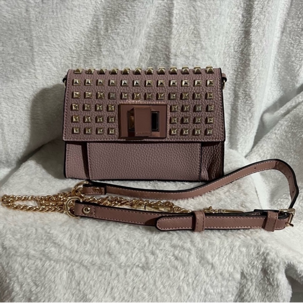 Steve Madden Studded Light Pink Crossbody Clutch